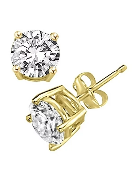 Diamond Essence Stud Earrings with Round Brilliant Stones - VEE564 - 2 Carat