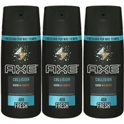 3 Pack Axe Collision Mens Deodorant Body Spray 48 Hours Fresh, 150ml