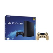 PlayStation 4 Pro 1TB Jet Black 4K HDR Gaming Console Bundle With an Extra Gold DualShock 4 Wireless Controller
