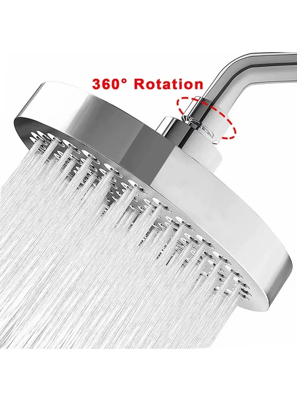 HKEEY Shower Head, 6" High Pressure Shower Head, Adjustable Stainless Steel Polished Chrome Rain Shower Head with Durable Nozzles