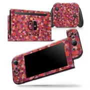 Mixed Red Watercolor Dots - Skin Wrap Decal Compatible with the Nintendo Switch Console + Dock + JoyCons Bundle