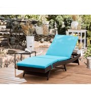 Erommy Chaise Lounge Outdoor Lounge Chair Pe Rattan Wicker Chaise Lounge Chair with Wheels for Garden,Patio,Lawns,Parties,Brown,1PCS