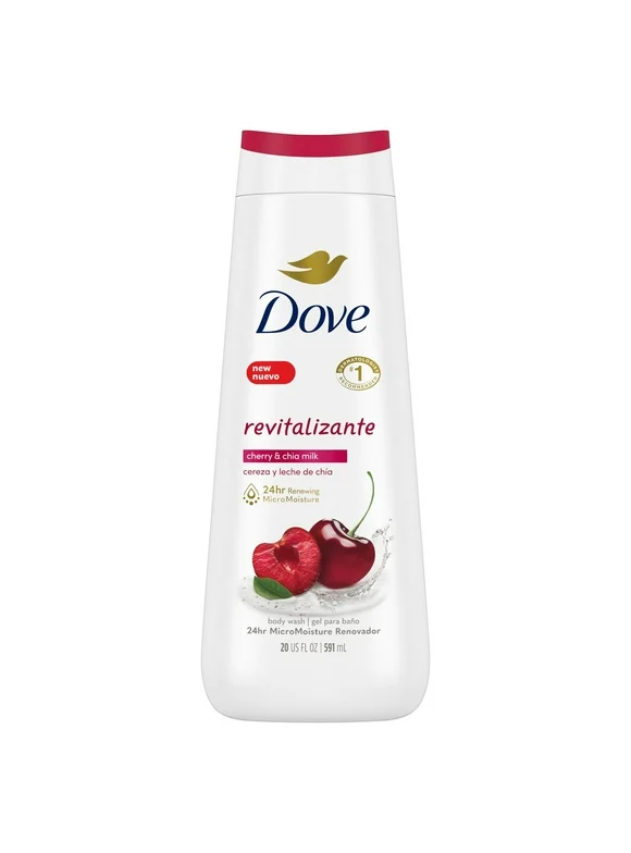 Dove Revitalizante Long Lasting Gentle Women's Body Wash, Cherry and Chia Milk, 20 fl oz