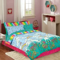 Kidz Mix Unicorn Rainbow Bed-in-a-Bag Kids Bedding Set with Reversible Comforter