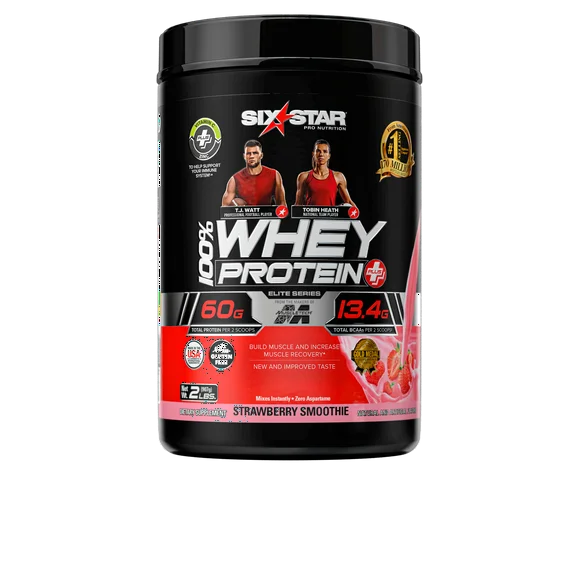 Six Star Pro Nutrition 100% Whey Protein Powder, Strawberry Smoothie, 2lbs