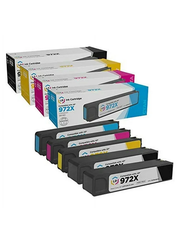LD Compatible Replacement for HP 972X Set of 5 High Yield Ink Cartridges: 2 Black, 1 Cyan, 1 Magenta, 1 Yellow for HP PageWide Pro 452dn, 452dw, 477dn, 477dw, 552dw, 577dw, 577dw MFP, 577z