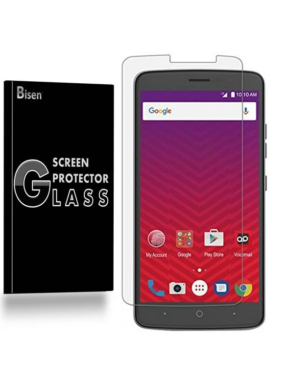 ZTE Max XL [BISEN] 9H Tempered Glass Screen Protector, Anti-Scratch, Anti-Shock, Shatterproof, Bubble Free