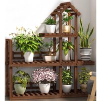 KWANSHOP-3 Tier Wooden Flower Stand Plant Display Stand Shelf Ladder Stand