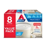 Atkins Gluten Free Protein-Rich Shake, Creamy Vanilla, Keto Friendly, 8 Count (Ready to Drink)