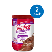 (2 Pack) SlimFast Advanced Nutrition High Protein Smoothie Mix Powder, Creamy Chocolate, 11.4 Oz, 12 Servings