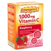 Emergen-c drink mix, raspberry 1000mg packets, 10ct