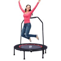 ANCHEER Fitness Trampoline 40" Mini Foldable Re-Bounder Trampoline With Safety Handrail LEANO
