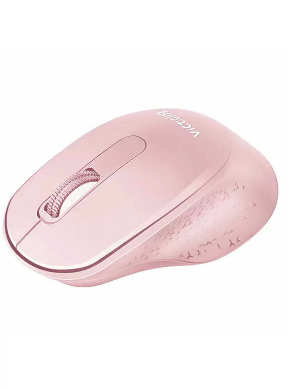 VicTsing Wireless Mouse Mini Ergonomic, 2.4G Quiet Mouse with USB Receiver, Portable Computer Mice with Independent Power Switch for Chromebook, PC, Tablet, Laptop, 18 Month Battery Life, Pink