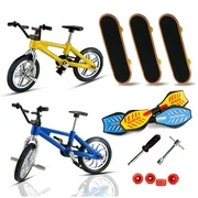 Mini Finger Skateboards and Bikes Finger Toys with Tools and Replacement Wheels for Kids as Gifts