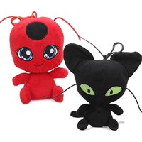 2 Pieces / Set Miraculous Ladybug Cat Plagg and Tikki Noir Plush Toys Lady Bug Adrien Stuffed Animal Doll.