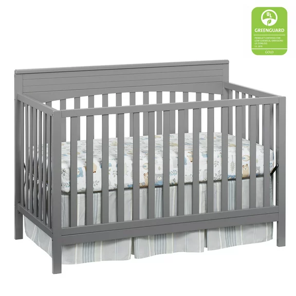 Oxford Baby Harper 4-in-1 Convertible Crib, Dove Gray, GREENGUARD Gold Certified, Wooden Crib