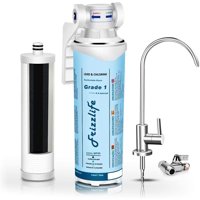 Frizzlife Under Sink Water Filter-Quick Change Under Counter Drinking Water Filtration System-0.5 Micron High Precise Removes 99.99% Lead, Chlorine, Bad Taste & Odor-With Dedicated Faucet.