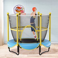 Kids Trampoline with Enclosure Net, 60inch High Elasticity Trampoline with Safety Enclosure,Basketball Board - Indoor Outdoor Trampoline for Children,Toddler, Kids, 220 LB Capacity for 3 Kids