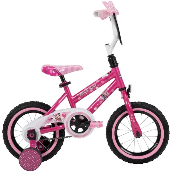 Disney 12 in. Minnie Mouse Bike with Training-Wheels for Girl's, Pink by Huffy