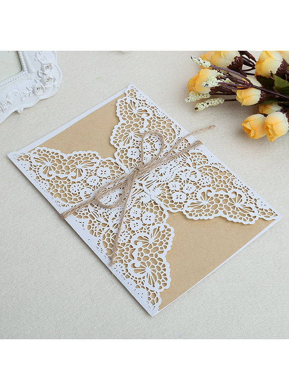 10Pcs Wedding Invitation Cards Kit with Envelopes Seals Personalized Printing