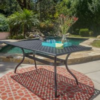 Caruba Outdoor Cast Aluminum Rectangle Dining Table, Black Sand