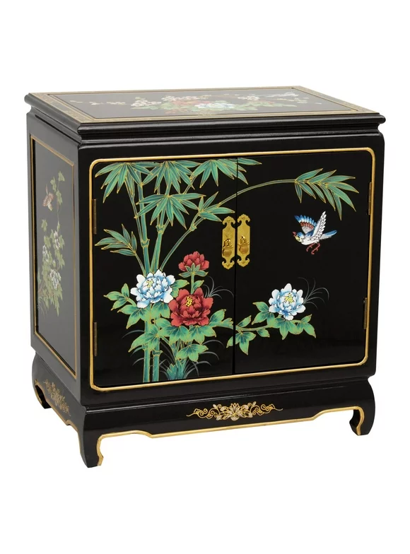 Oriental Furniture Black Lacquer End Table