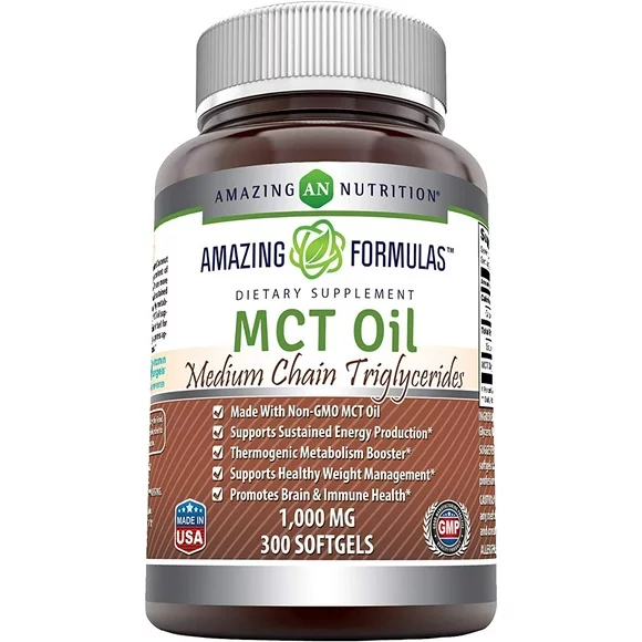 Amazing Formulas MCT  (Medium Chain Triglycerides) Oil 1000 Mg, Softgels (Non-GMO)