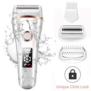 GPED Electric Razor for Women, Hair Removal for Women 3 in 1 Wet & Dry Painless Rechargeable for Face, Legs, Underarms, Portable Waterproof Bikini Trimmer Lady Shaver with Child Lock, LED Display