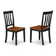Set of 2 Chairs ANC-BLK-W Antique Dining Chair Wood Seat with Black and Cherry Finish