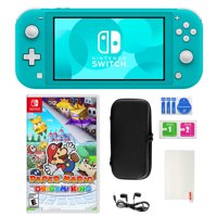 Nintendo Switch Lite in Turquoise with Paper Mario and Accessories