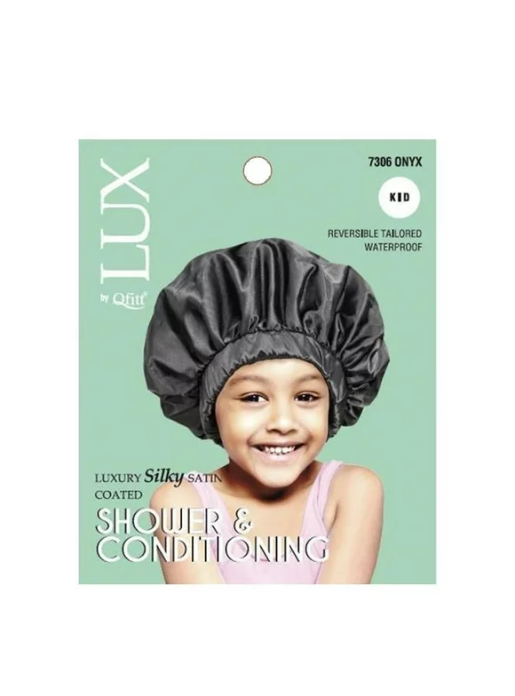 Qfitt Kid's Luxury Silky Satin Coated Shower & Conditioning Cap Pack of 3