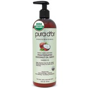 PURA D'OR Organic Fractionated Coconut Oil (16oz / 473ml) USDA Certified 100% Pure & Natural MCT Oil Sustainably Sourced Hexane Free Moisturizing Carrier Oil For Face, Skin & Hair (Packaging may vary)