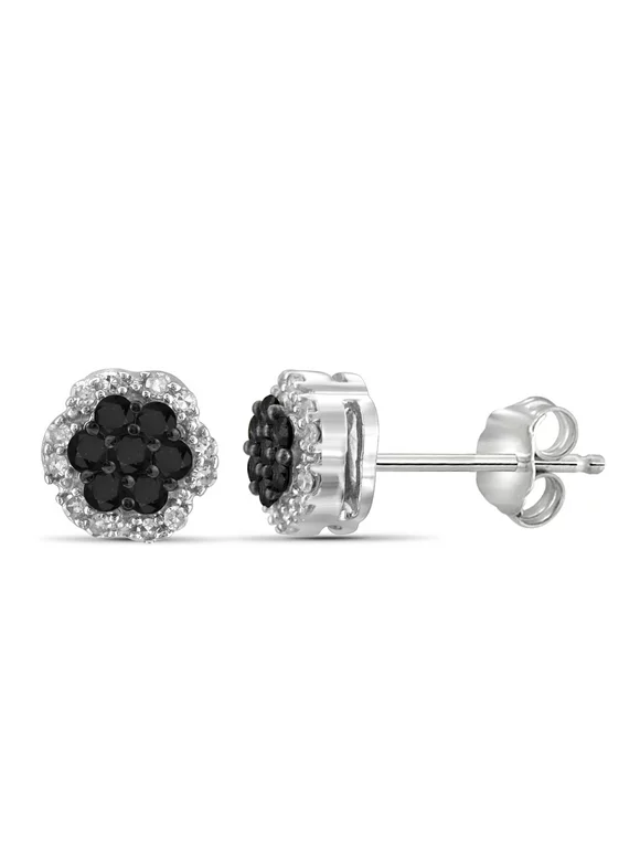 1/4 Carat T.W. Black and White Diamond Sterling Silver Stud Earrings