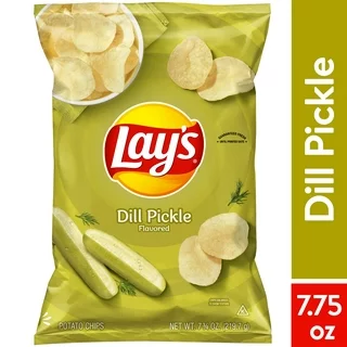 Lay's Dill Pickle Potato Snack Chips, Gluten-Free, 7.75 oz Bag