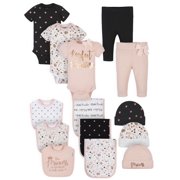 Gerber Baby Girl Organic Newborn Clothes Essentials Shower Gift Set, 14-Piece