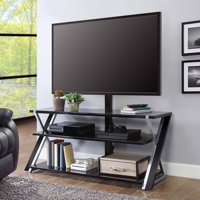Whalen Xavier 3-in-1 TV Stand for TVs up to 70", with 3 Display Options for Flat Screens, Black with Silver Accents