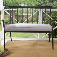 Better Homes & Gardens Shaker Patio Bench - Black with Gray Cushion