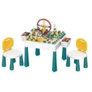 Toddler Activity Table and Chairs Set, Compatible with Duplo Building Blocks, Preschool Learning Toys, 500 Pieces