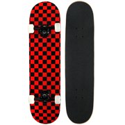 PRO Skateboard Complete Pre-Built CHECKER PATTERN 7.5 in Black/Red