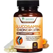 Glucosamine with Chondroitin Turmeric MSM, Triple Strength 2100mg, for Hip, Joint & Back Pain Relief - Made in USA - Anti Inflammatory Supplement with Boswellia & Bromelain. Non GMO - 60 Capsules