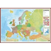 POLITICAL MAP OF EUROPE (EUROPA) - FRAMED POSTER (SPANISH MAP) (36 x 24") (Red Plastic Frame)