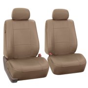 FH Group Tan Faux Leather Airbag Compatible Car Seat Covers, 2 pieces