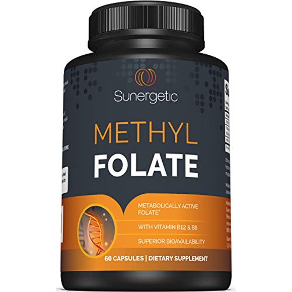 Premium Methyl Folate Supplement - Methyl Folate Capsules with Methylated Vitamin B12 and Vitamin B6 - Metabolically Active Folate as Magnafolate - Methylfolate 400 mcg per Capsule - 6