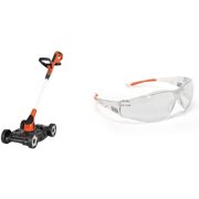 BLACK+DECKER 3-in-1 Lawn Mower, String Trimmer and Edger, 12-Inch with Safety Eyewear, Lightweight, Clear Lens (MTC220 & BD250-1C)