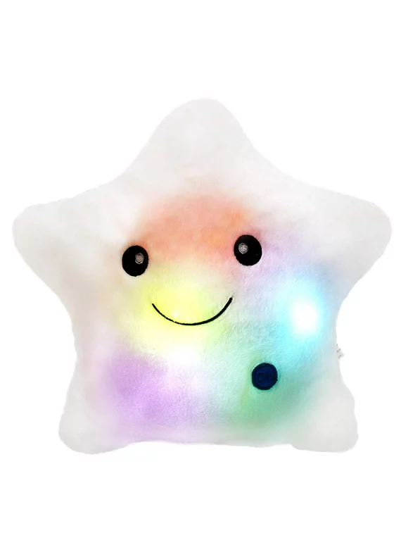 Creative Twinkle Star Glowing LED Night Light Plush Pillows Stuffed Toys (White)