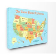 The Kids Room by Stupell United States of America USA Kids Map Stretched Canvas Wall Art