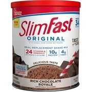 SlimFast Original Rich Chocolate Royale Meal Replacement Shake Mix  Weight Loss Powder  31.18 Oz Canister  34 Servings
