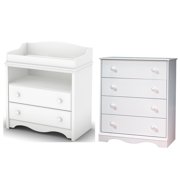 South Shore Angel Changing Table and 4-Drawer Chest Set, Multiple Colors
