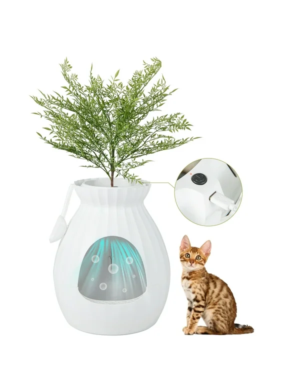 Gymax Smart Plant Cat Litter Box with Electronic Odor Removal & Sterilization