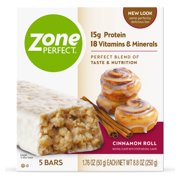 ZonePerfect Protein Bars, Cinnamon Roll, 15g of Protein, Nutrition Bars With Vitamins & Minerals, Great Taste Guaranteed, 5 Bars